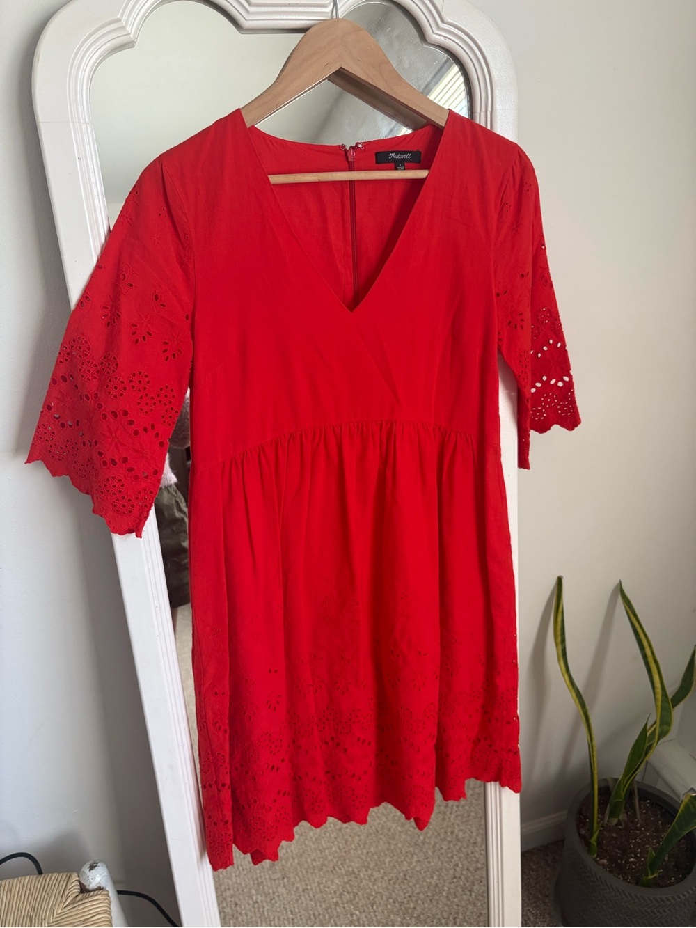 Madewell Red Eyelet Mini Dress